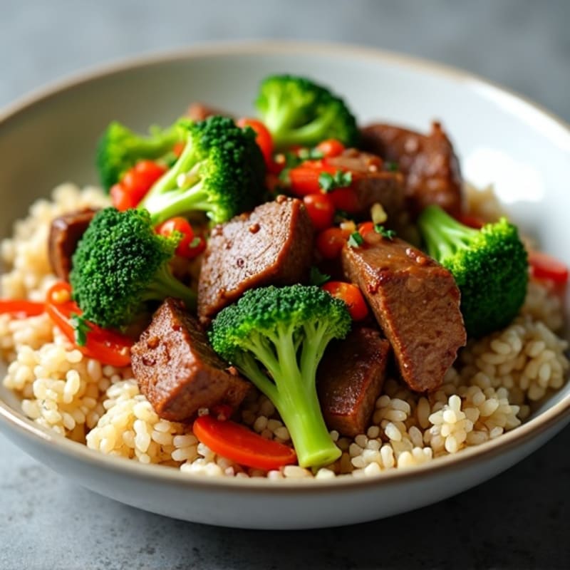 Savory Garlic Ginger Beef and Broccoli Rice Bowl