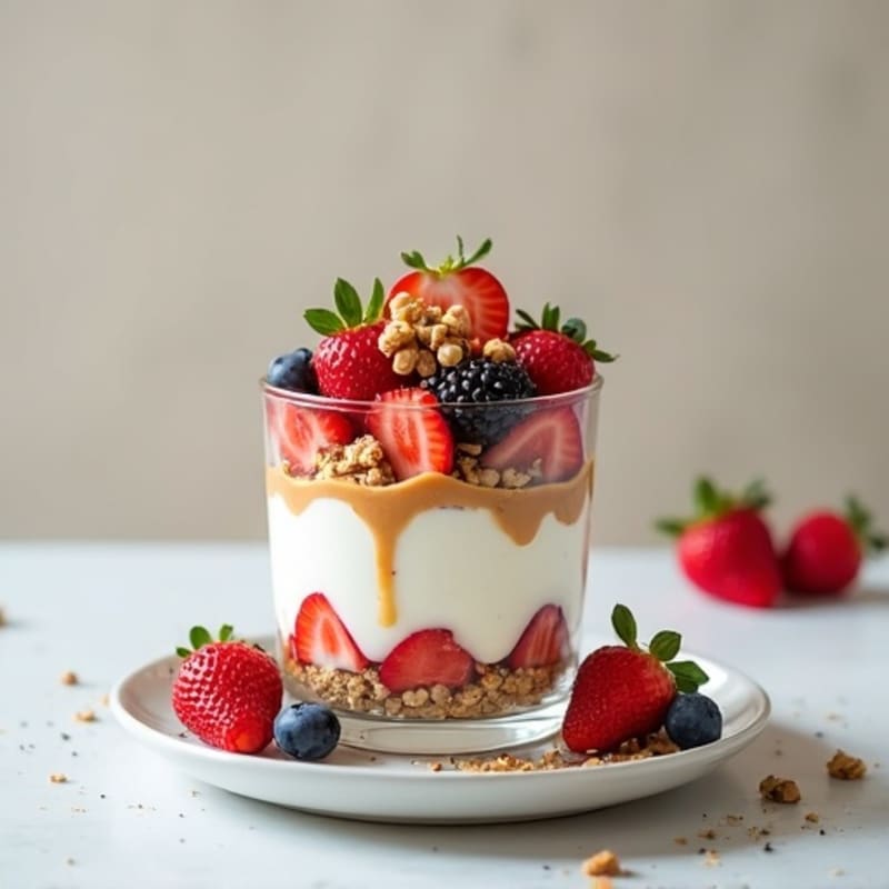 Creamy Greek Yogurt Parfait with Almond Butter and Mixed Berries