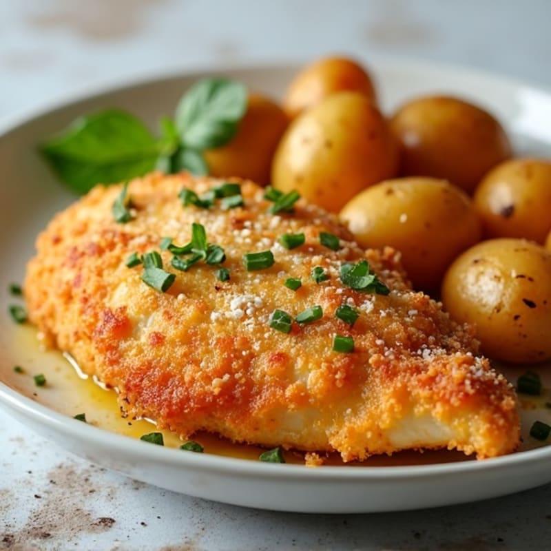 Crispy Parmesan Chicken with Roasted Potatoes