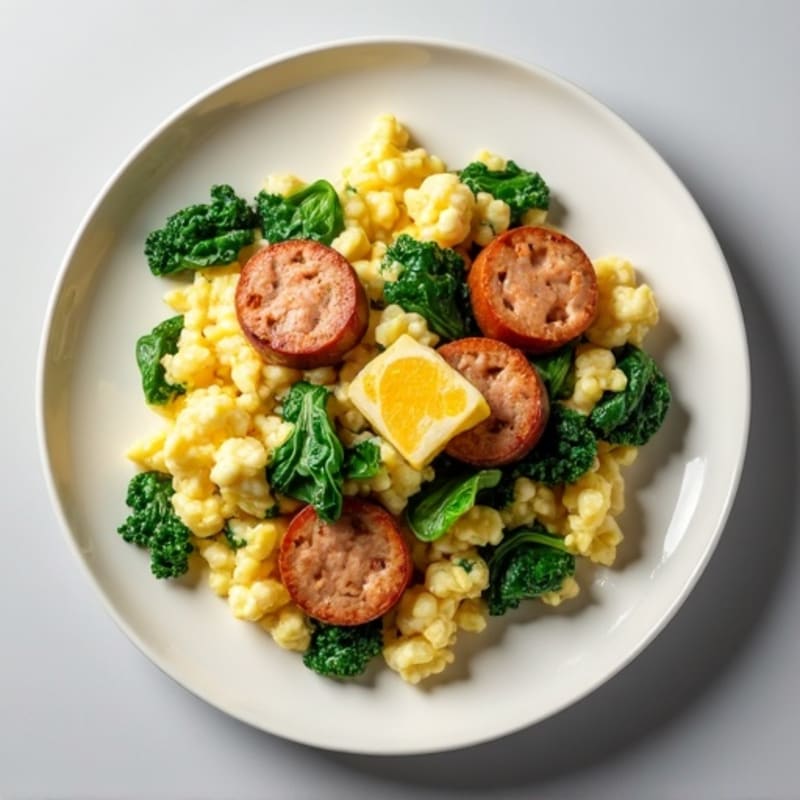 Egg White Scramble with Spinach and Turkey Sausage