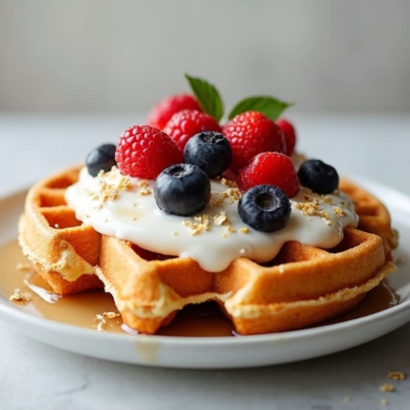 Crispy Protein Waffles with Creamy Berry Yogurt