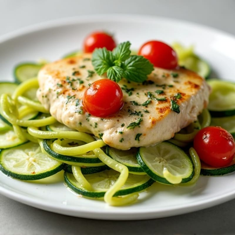 Creamy Pesto Chicken with Zucchini Noodles
