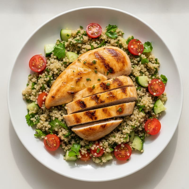 Grilled Lemon Herb Chicken Breast with Quinoa Salad