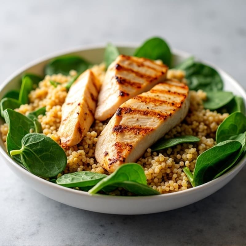 Grilled Chicken and Quinoa Salad with Spinach