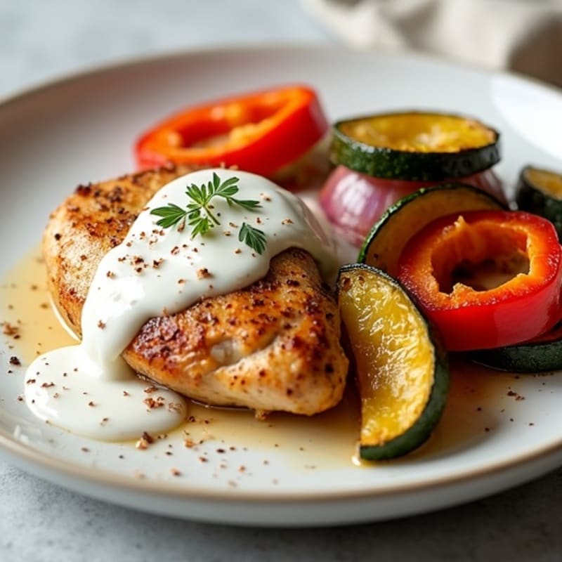 Creamy Spiced Chicken with Roasted Vegetables