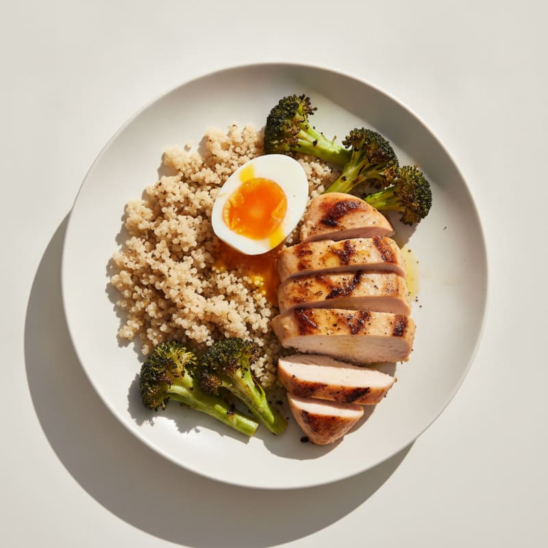 Grilled Chicken Breast with Roasted Broccoli and Quinoa