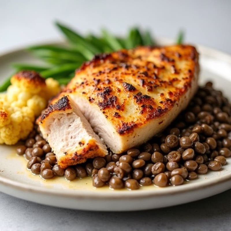 Seared Turkey Breast with Roasted Cauliflower and Lentils