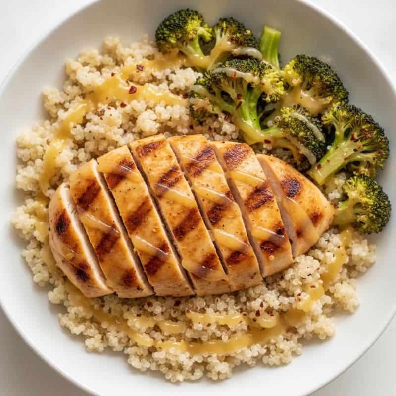 Grilled Chicken and Quinoa Power Bowl with Roasted Broccoli