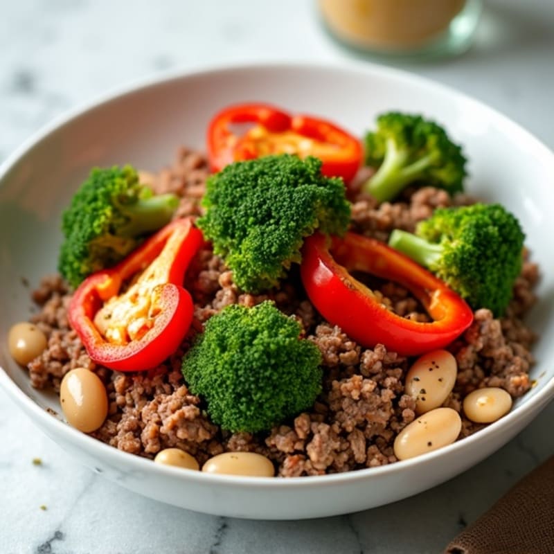 Herb-Seasoned Lean Ground Beef Skillet with Roasted Vegetables