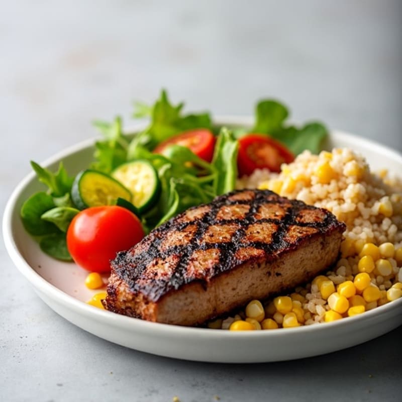 Grilled Steak and Corn Salad with Brown Rice