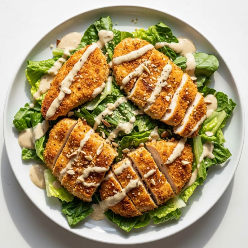 Crispy Chicken Caesar Salad with Creamy Dressing
