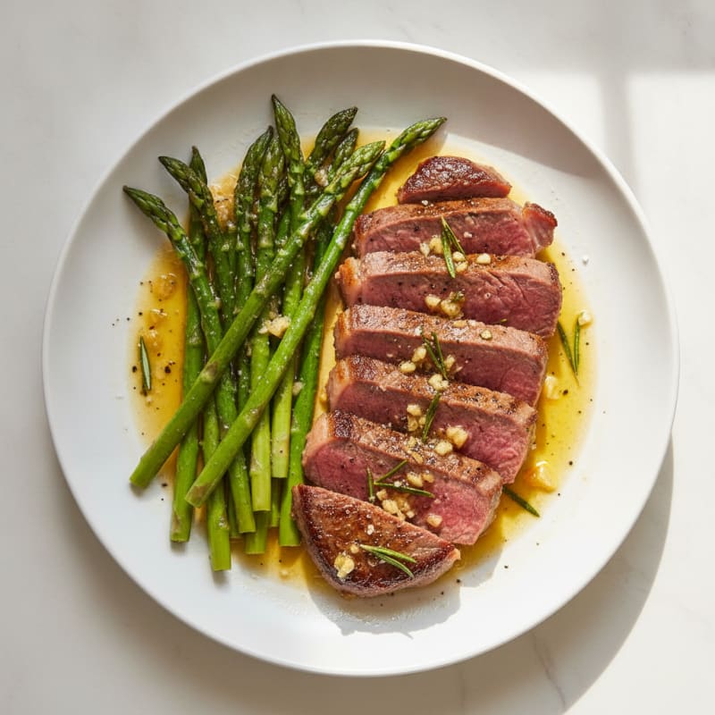 Garlic Herb Butter Steak with Asparagus