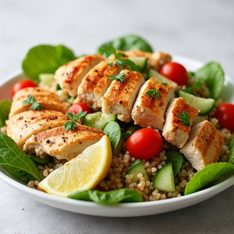 Grilled Chicken and Quinoa Salad with Crunchy Vegetables