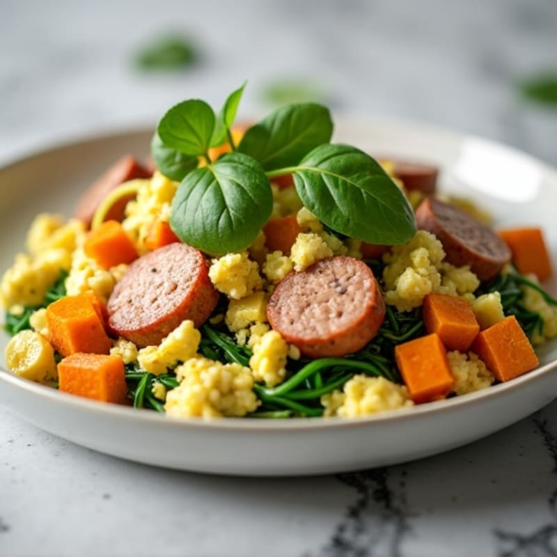 Egg White and Turkey Sausage Scramble with Spinach