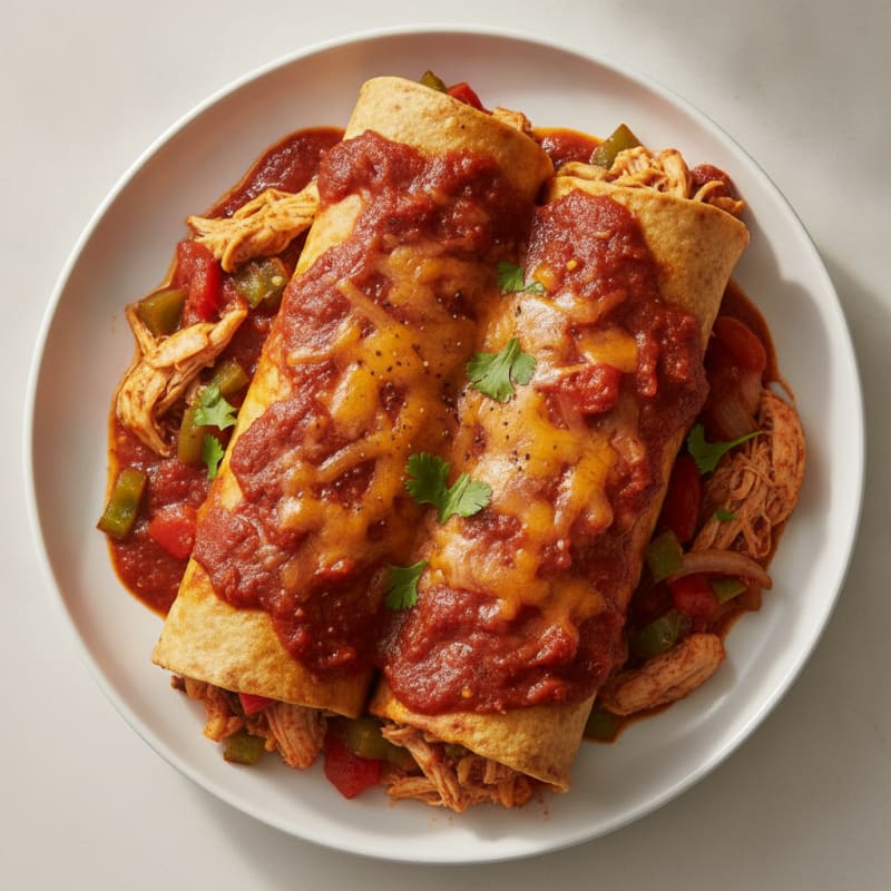 Chicken Enchiladas with Red Chili Sauce