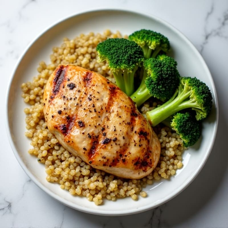 Grilled Chicken Breast with Roasted Broccoli and Quinoa