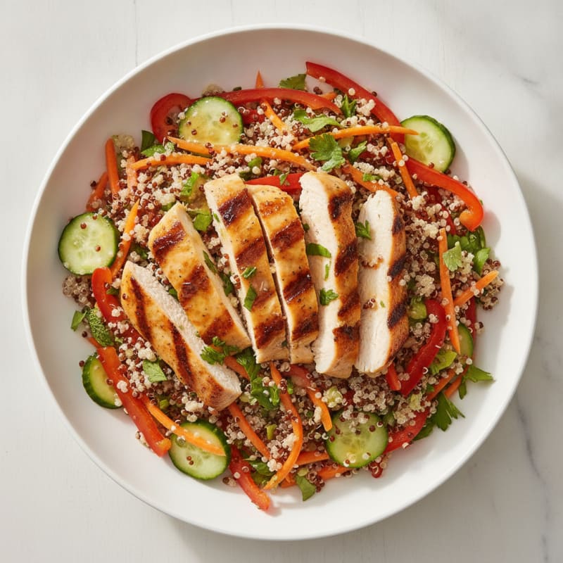 Grilled Chicken and Quinoa Salad with Crunchy Vegetables