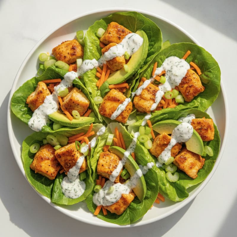 Buffalo Ranch Chicken Lettuce Wraps