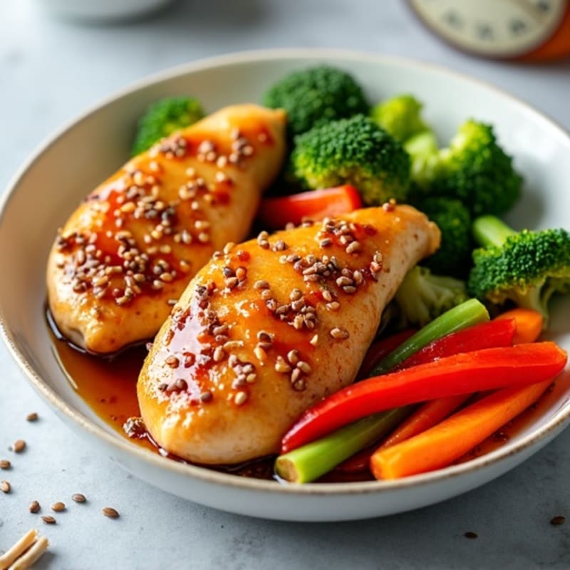 Honey-Ginger Glazed Chicken with Sesame Vegetables