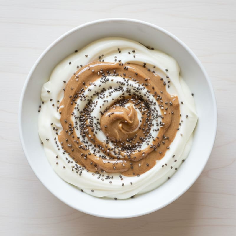 Vanilla Protein Greek Yogurt with Almond Butter and Chia Seeds