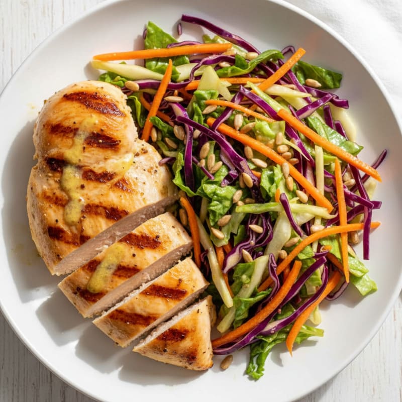 Grilled Chicken Breast with Crunchy Cabbage Slaw