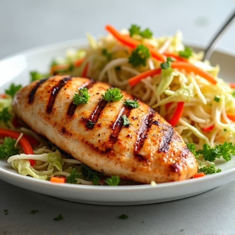 Grilled Chicken Breast with Crunchy Cabbage Slaw