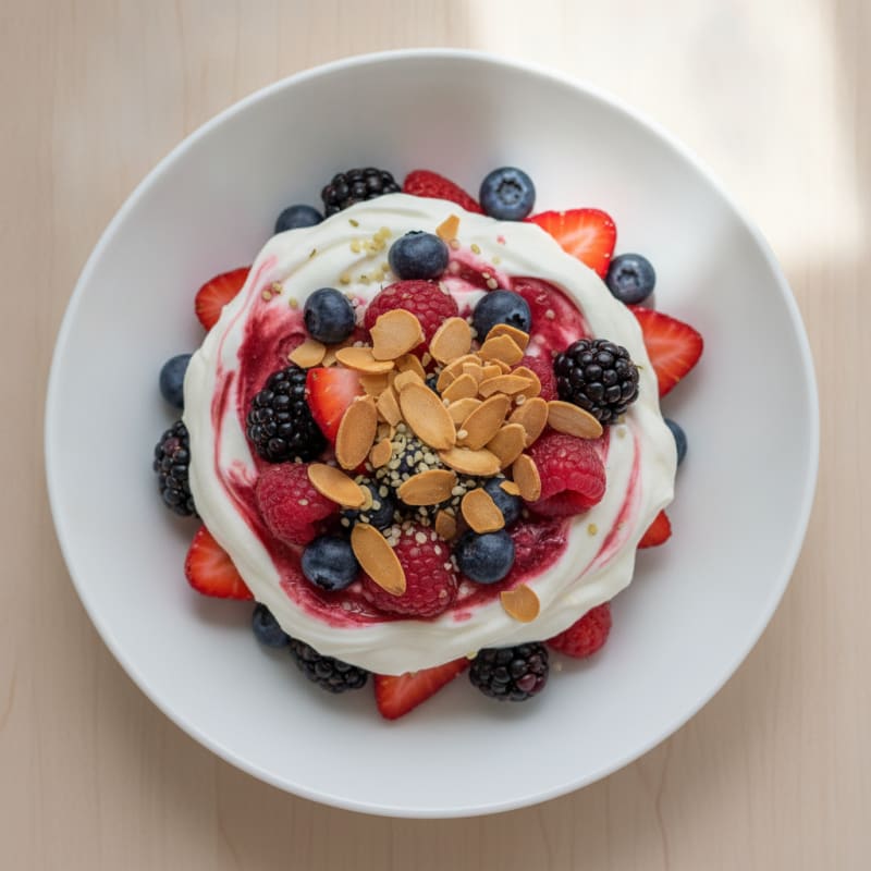Greek Yogurt Protein Parfait with Mixed Berries
