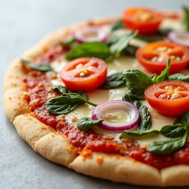 Chicken BBQ Ranch Crispy Thin Crust Pizza with Fresh Vegetables