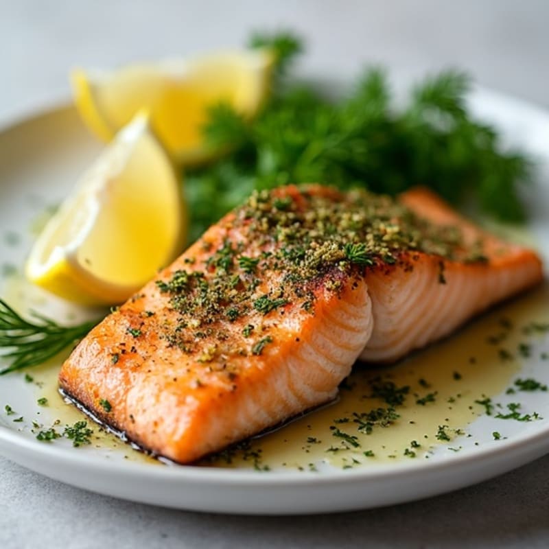 Herb-Crusted Pan Seared Salmon with Lemon