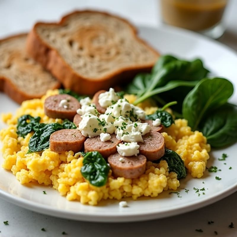 Egg White and Turkey Sausage Scramble with Spinach