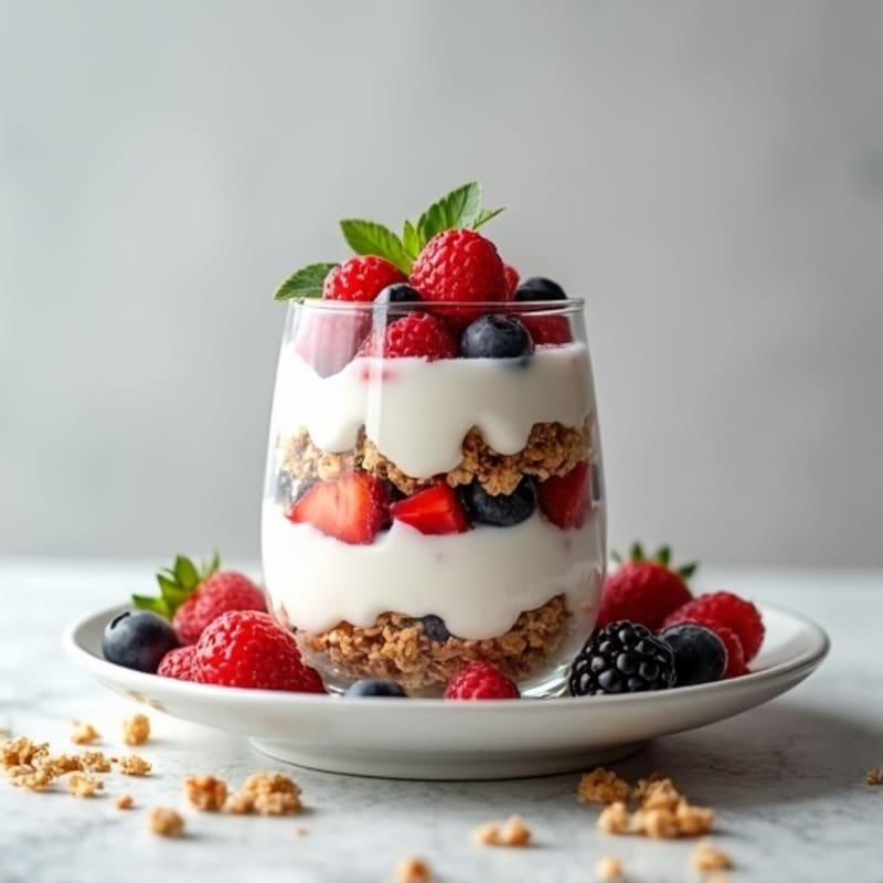 Creamy Greek Yogurt Parfait with Protein Granola and Mixed Berries