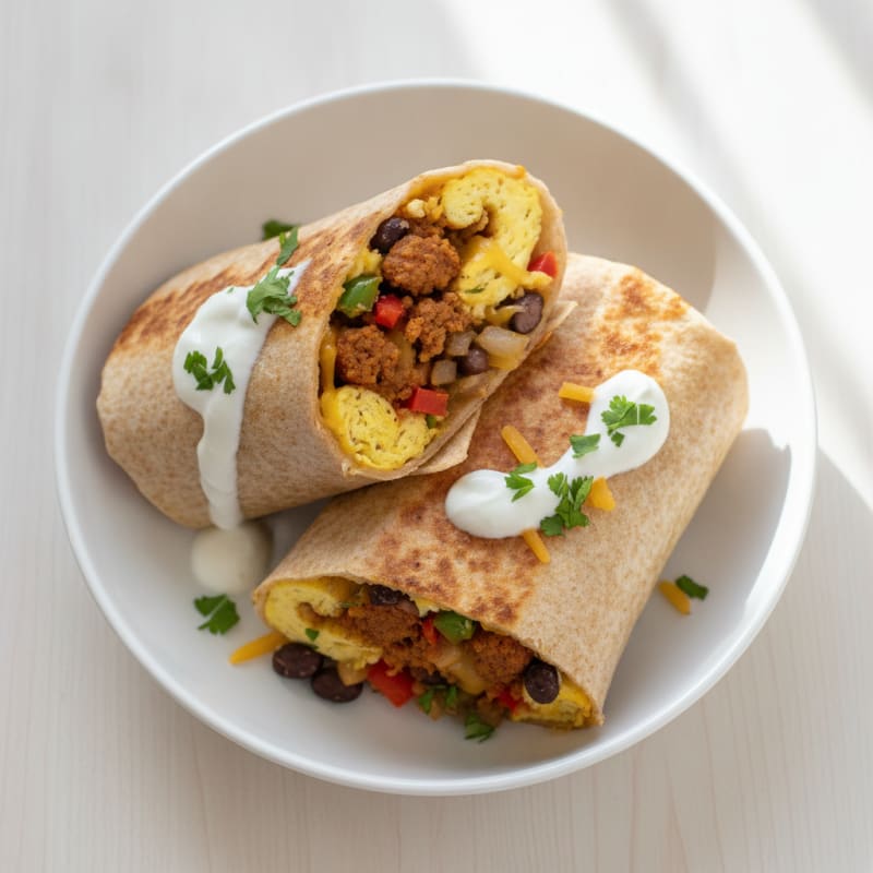 Hearty Breakfast Burrito with Chorizo and Eggs