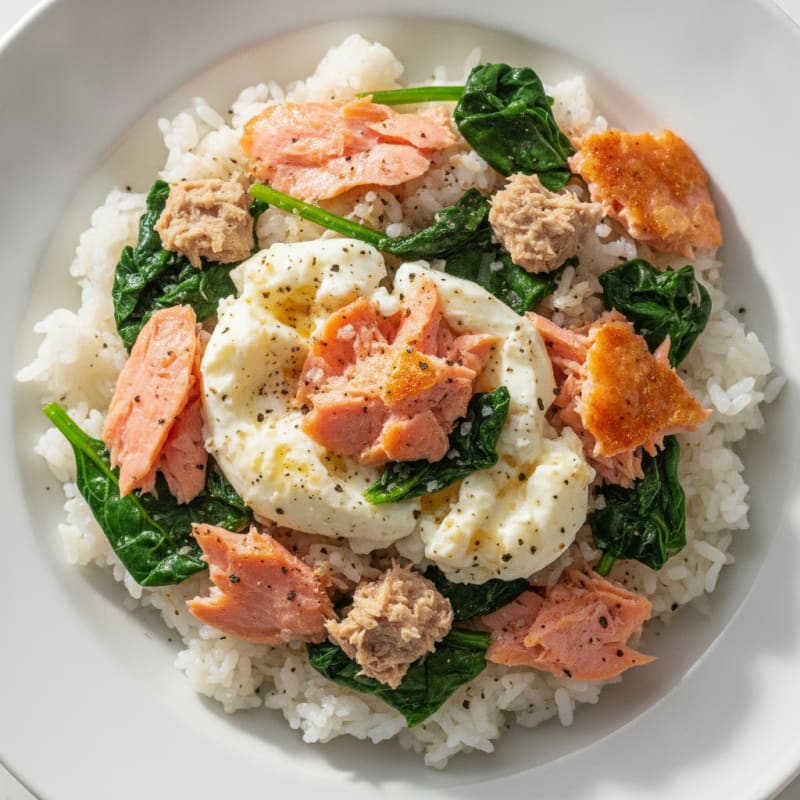 Smoked Salmon and Spinach Rice Bowl