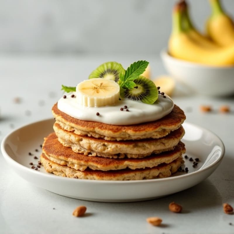 Banana Oat Protein Pancakes with Greek Yogurt