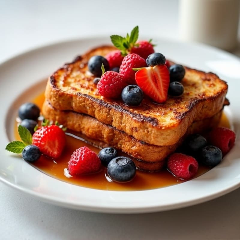 Maple-Cinnamon Protein French Toast with Fresh Berries