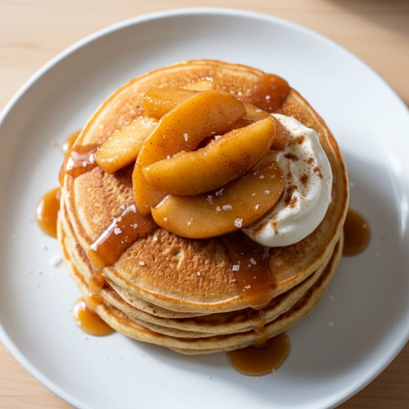 Golden Buttermilk Pancakes with Caramelized Apples