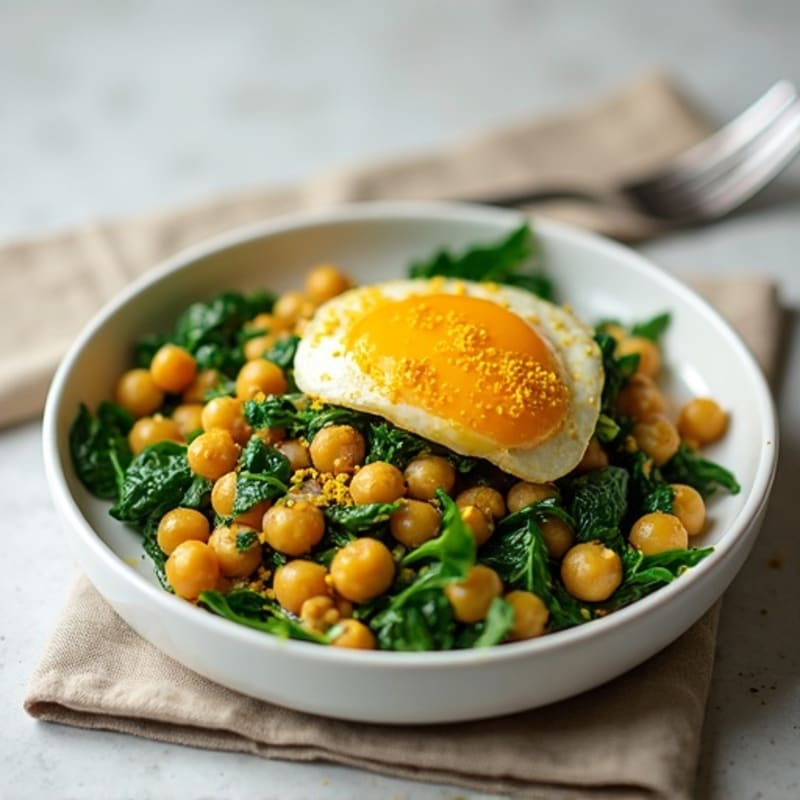 Silky Tofu and Chickpea Scramble with Spinach