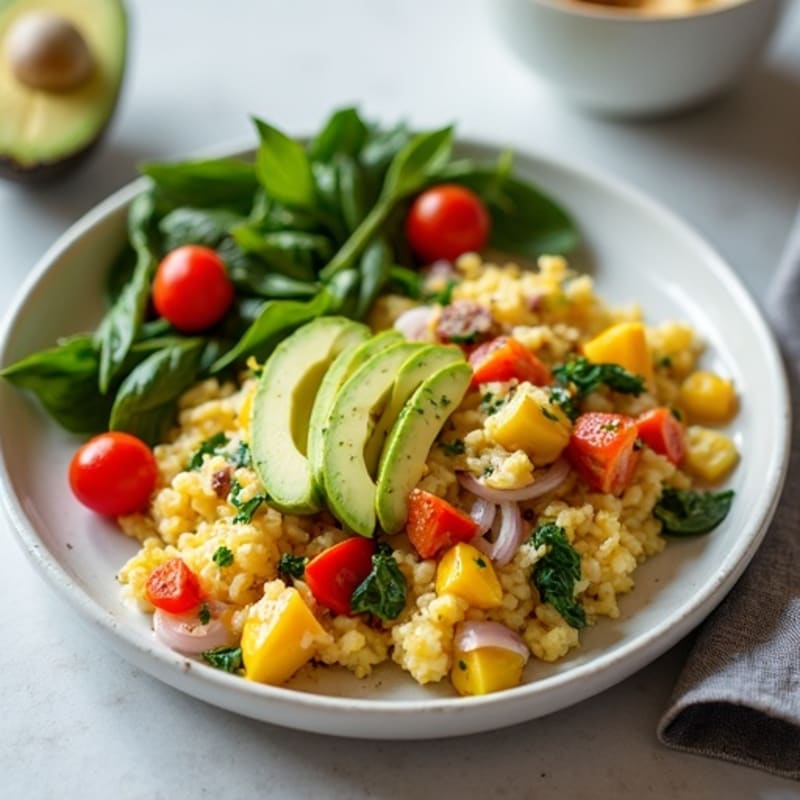 Egg White Veggie Scramble with Turkey Sausage