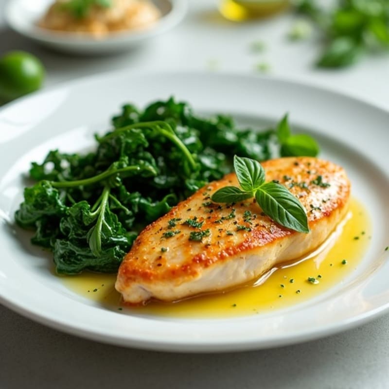 Coconut Lime Chicken with Fresh Basil and Sautéed Greens