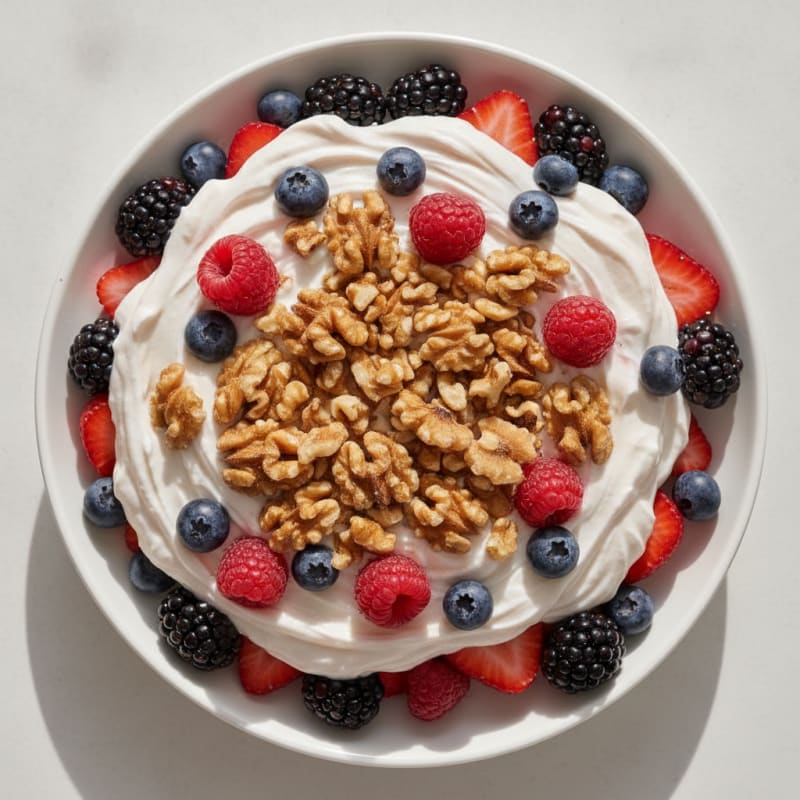 Silky Greek Yogurt Protein Parfait with Mixed Berries