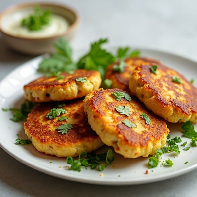 Baked Spiced Chicken and Potato Patties with Fresh Cilantro Chutney