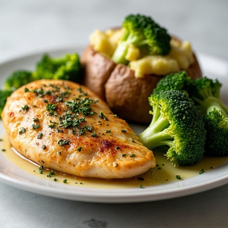 Herb-Roasted Chicken and Broccoli Loaded Baked Potato