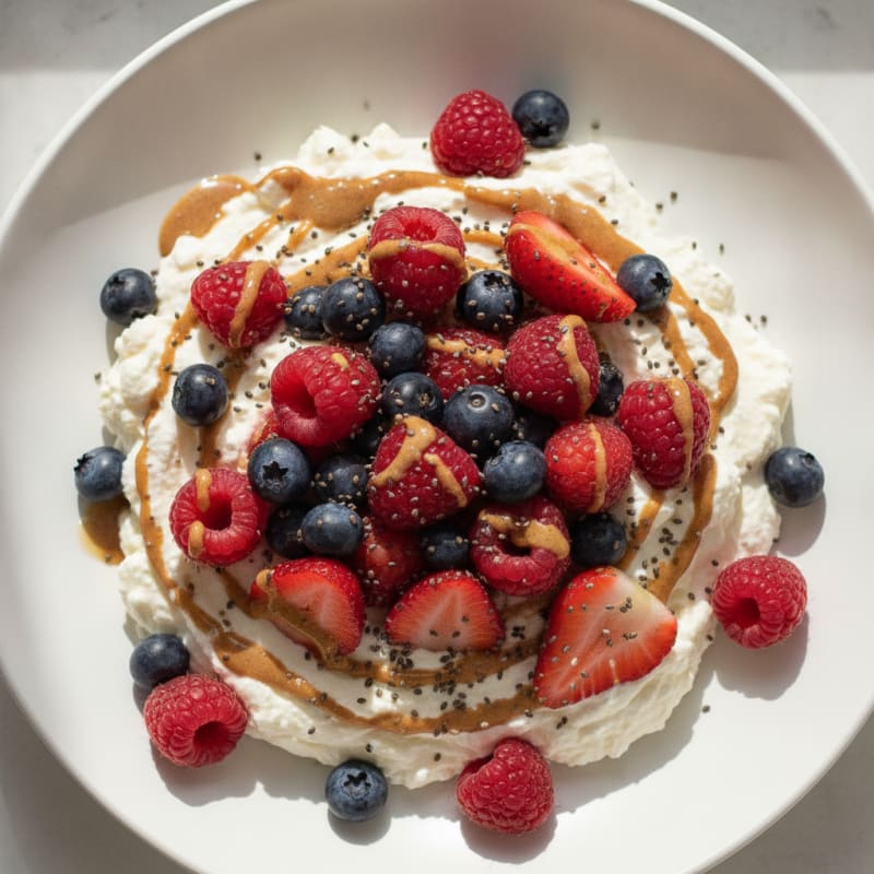 Greek Yogurt Protein Mousse with Mixed Berries