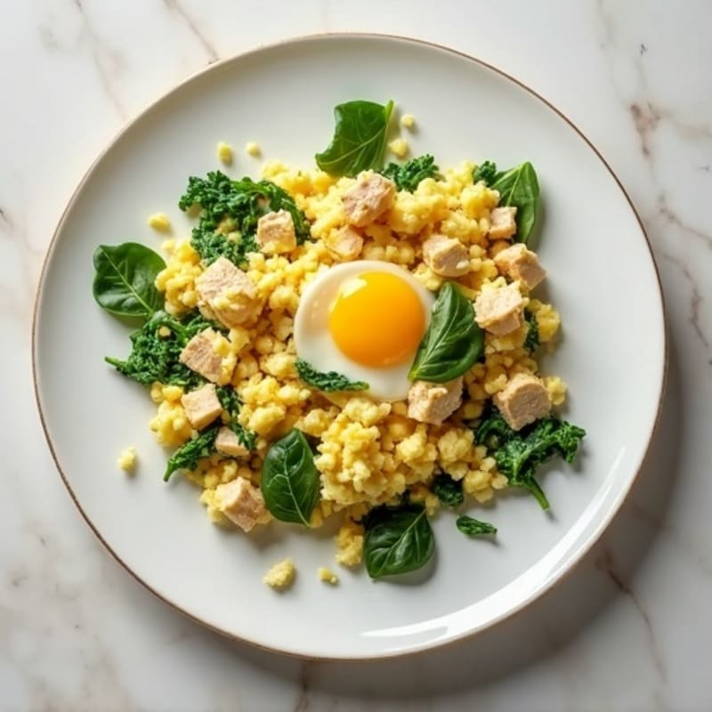 Cottage Cheese Egg Scramble with Spinach and Turkey