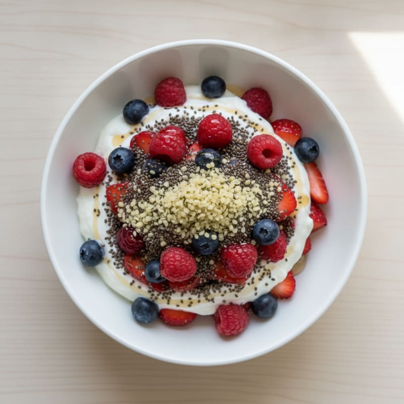 Greek Yogurt Parfait with Mixed Berries and Chia Seeds