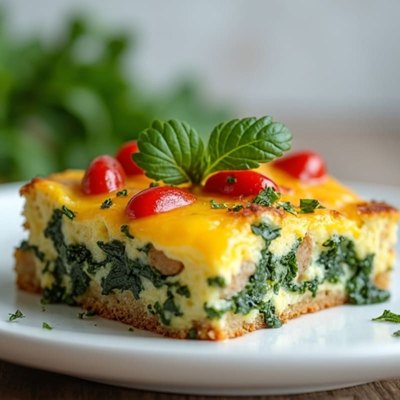 Healthy Savory Sausage and Kale Breakfast Strata