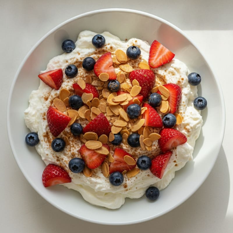 Silky Protein Yogurt Bowl with Berries and Almonds