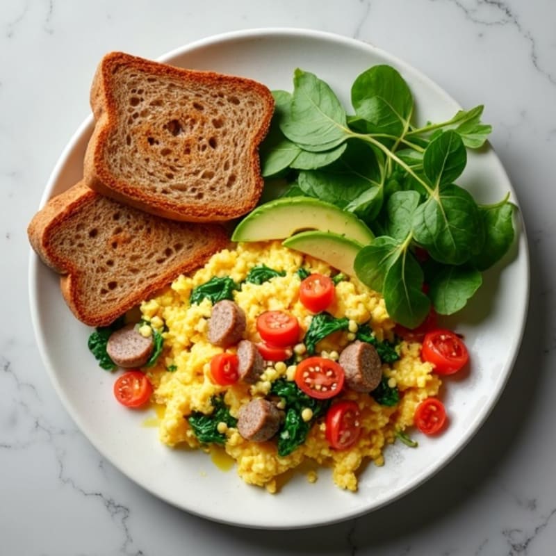 Egg White and Turkey Sausage Scramble with Spinach