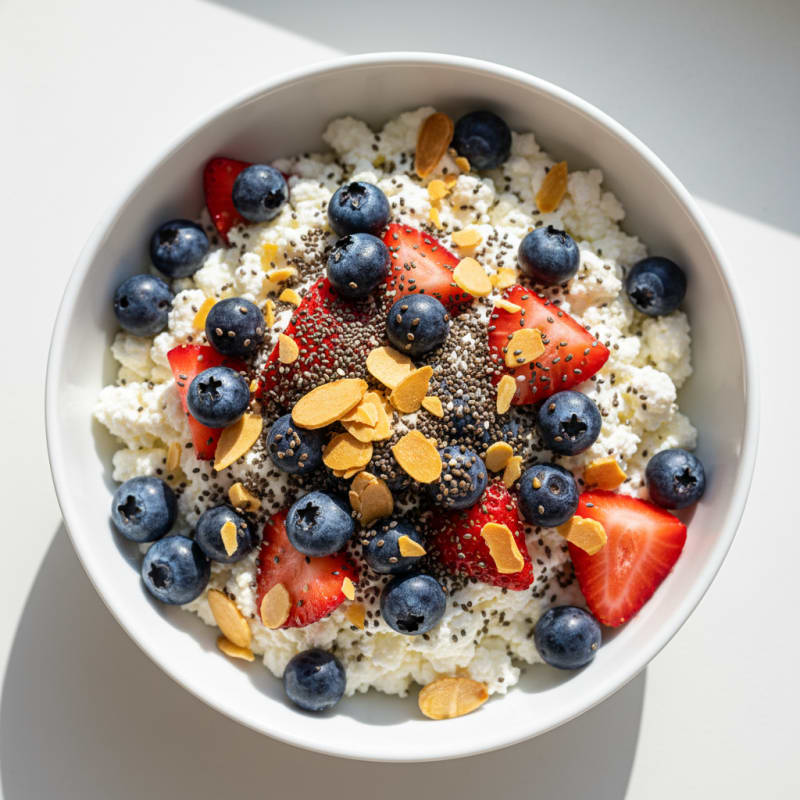 Cottage Cheese Berry Bowl with Chia Seeds