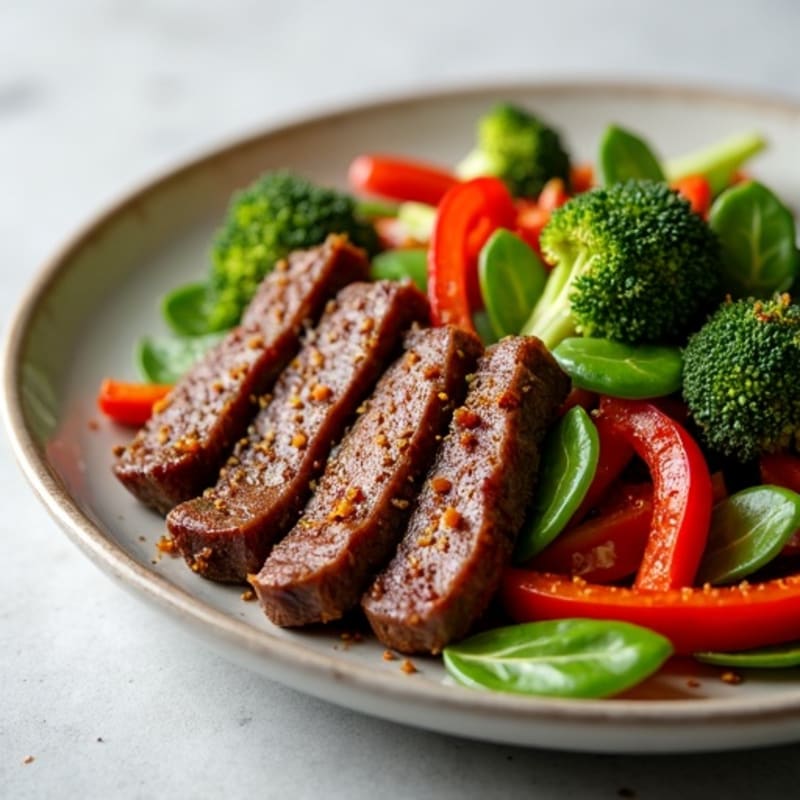 Ginger-Garlic Seared Beef with Sesame Vegetables